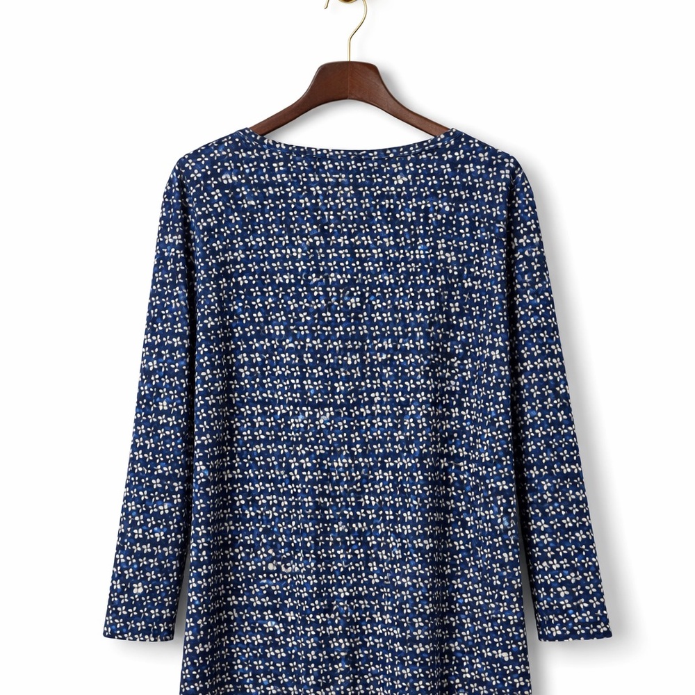 Pure Jill Women's Navy and White Long Sleeve Printed Top Large - Picture 2 of 5